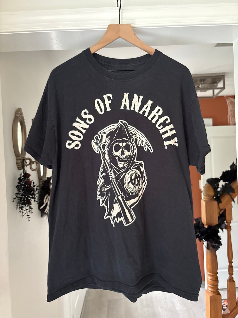 Sons of Anarchy Black Reaper Crewneck Graphic Tee Mens XL Biker Moto